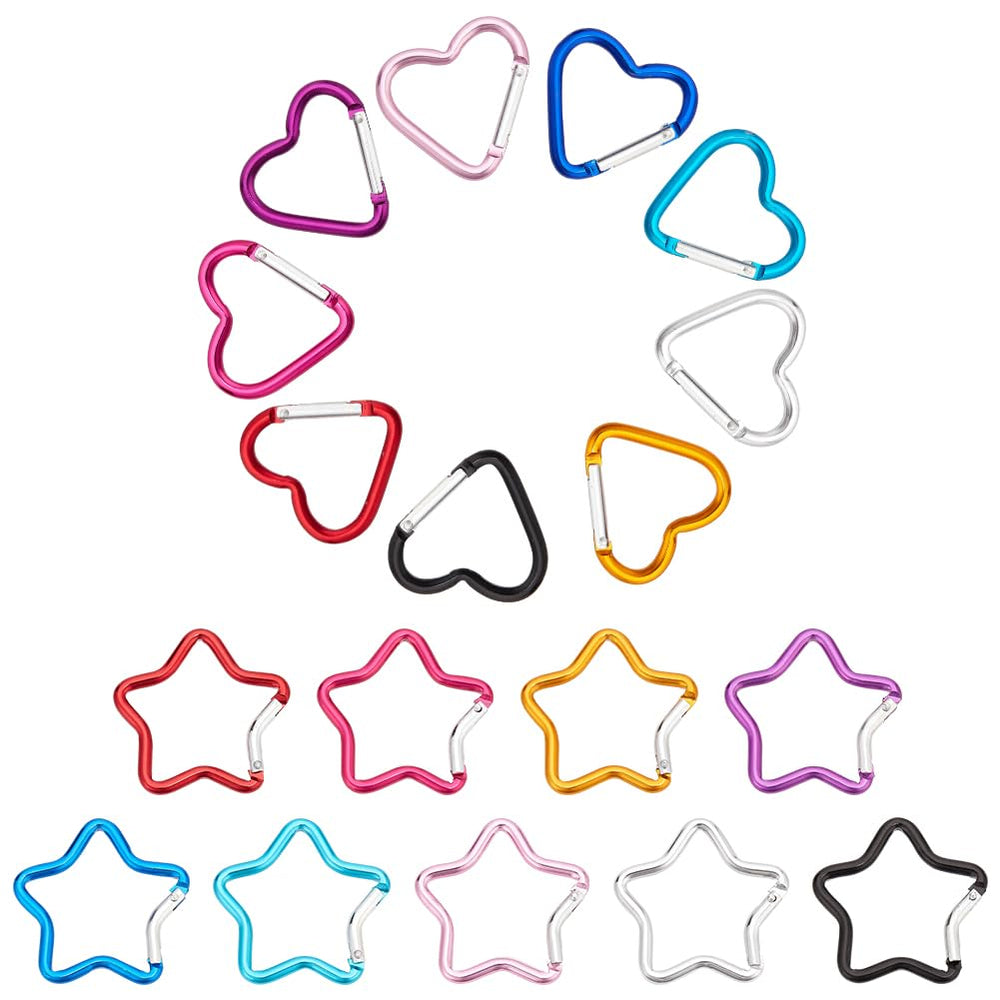 ANATTASOUL heart carabiner clip in aluminum alloy, ideal for securing keys during hikes.