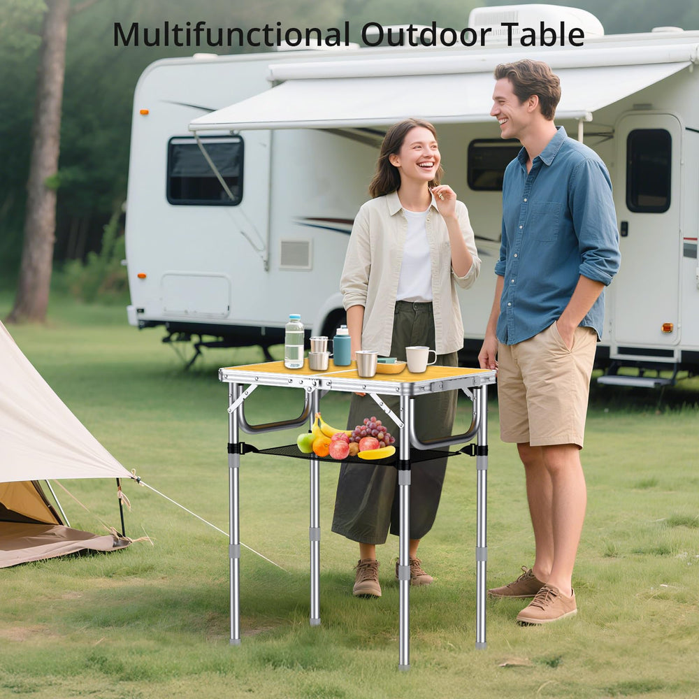 Anbte 2ft camping table foldable briefcase-packaging supports easy transport and storage.