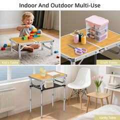 Anbte 2ft camping table MDF top easy-clean surface resists spills.