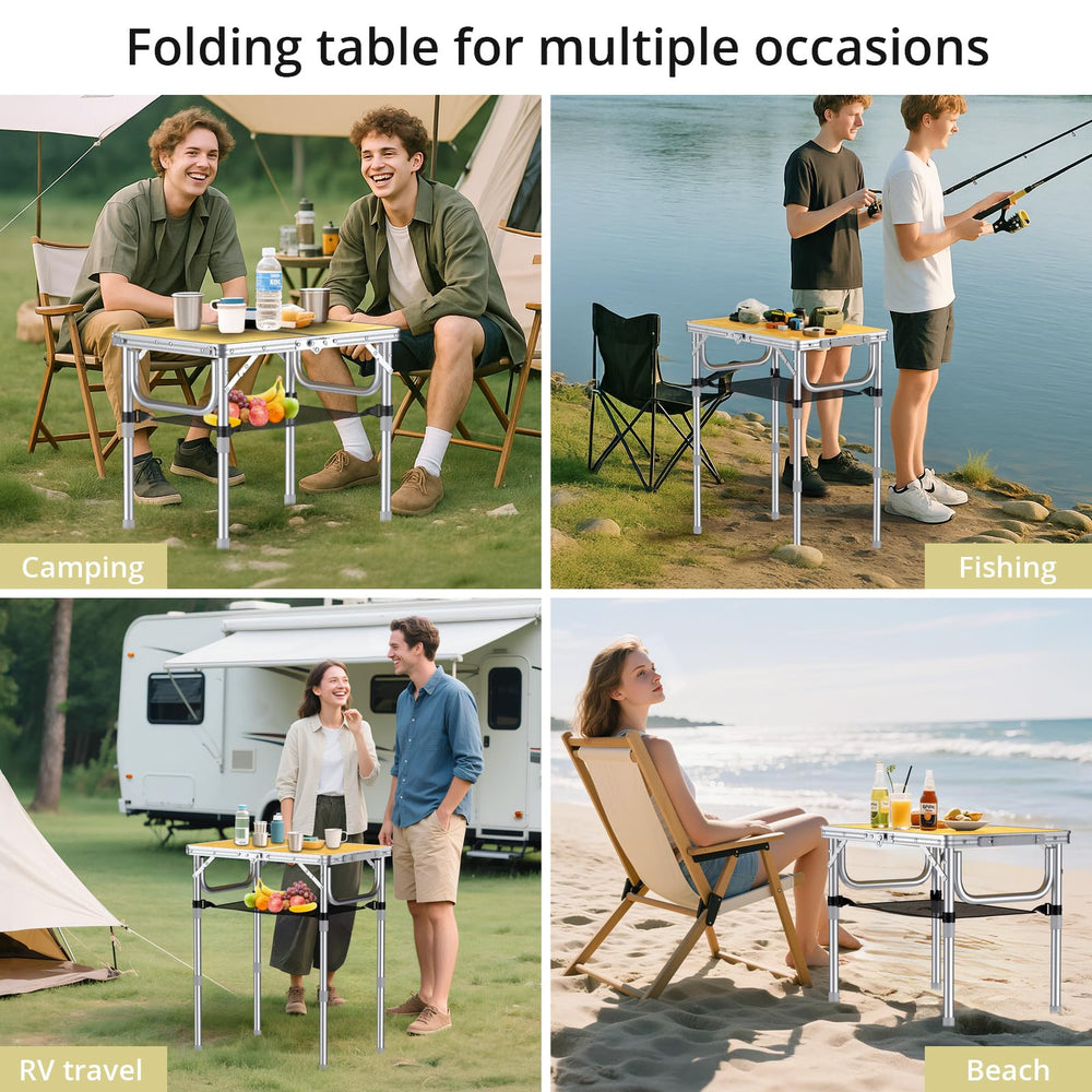 Anbte 2ft camping table storage net underneath expands space for essentials.
