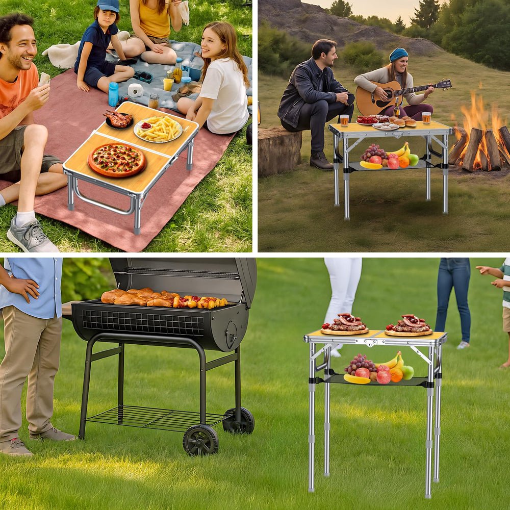 Anbte 2ft camping table yellow color splash adds cheerful vibe to any scene.