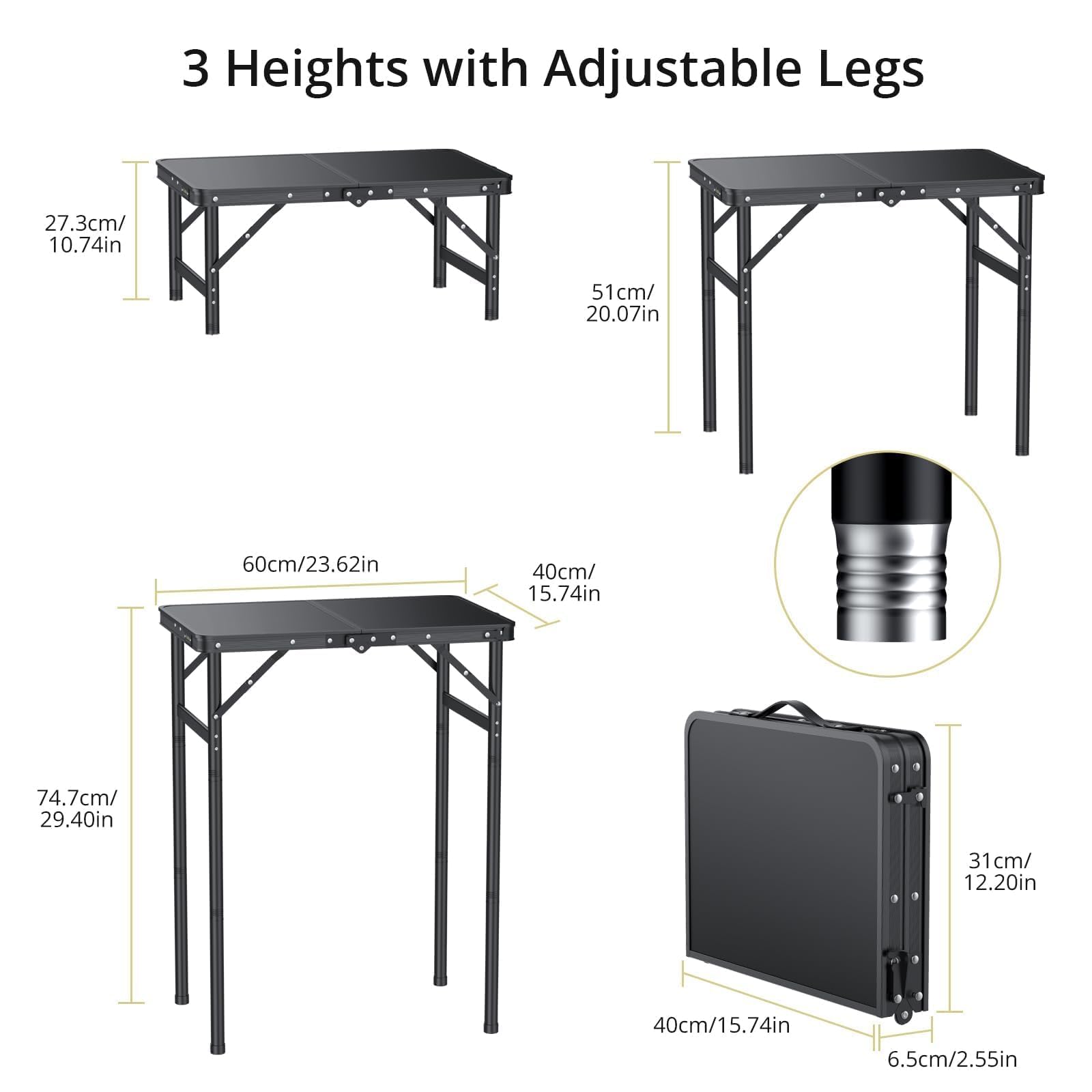 Anbte 2ft table with storage net keeps utensils accessible during camping