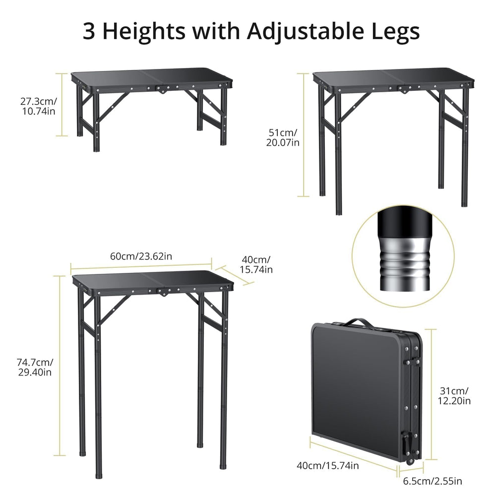 Anbte 2ft table with storage net keeps utensils accessible during camping