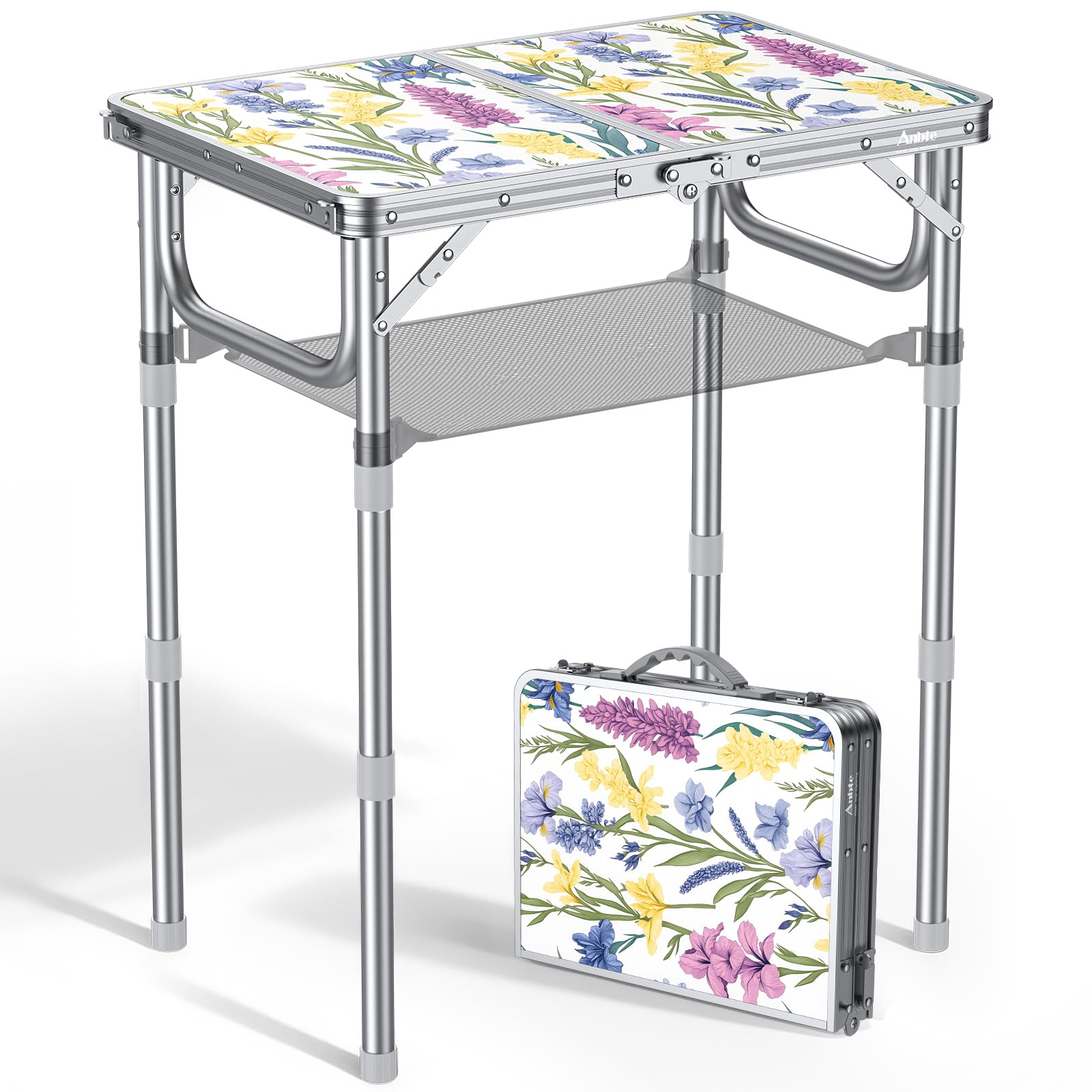 Anbte 2ft folding table closed for easy transport and storage