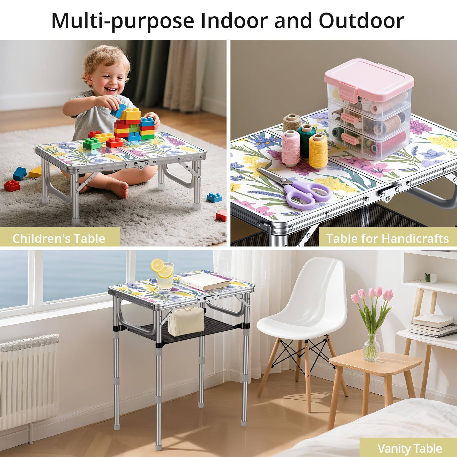 Anbte 2ft folding table lightweight design for travel