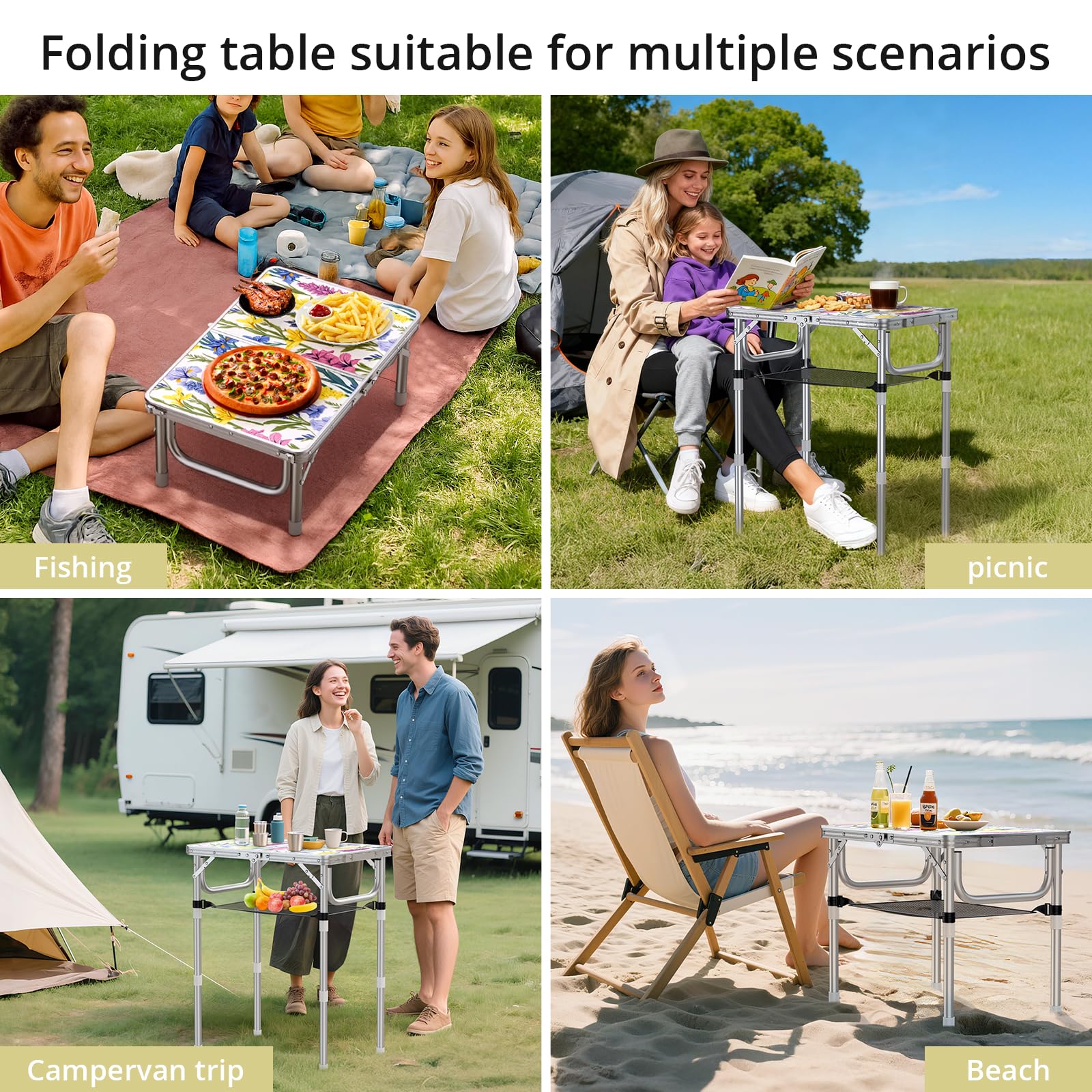 Anbte 2ft folding table multifunctional use for dining or games