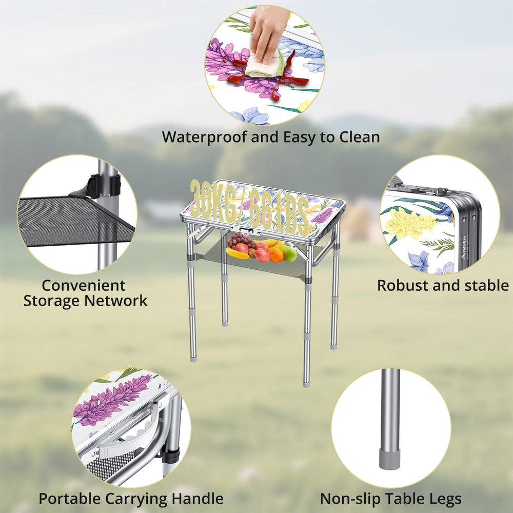 Anbte 2ft folding table storage net keeps utensils organized