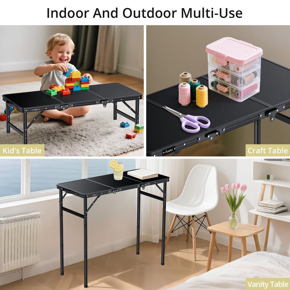 Anbte 3ft-tri-fold table setup in minutes for beach picnics