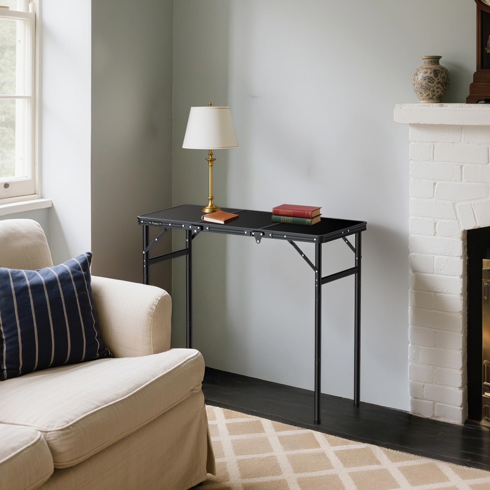Anbte 3ft tri-fold table folded-compact, easy storage after travel