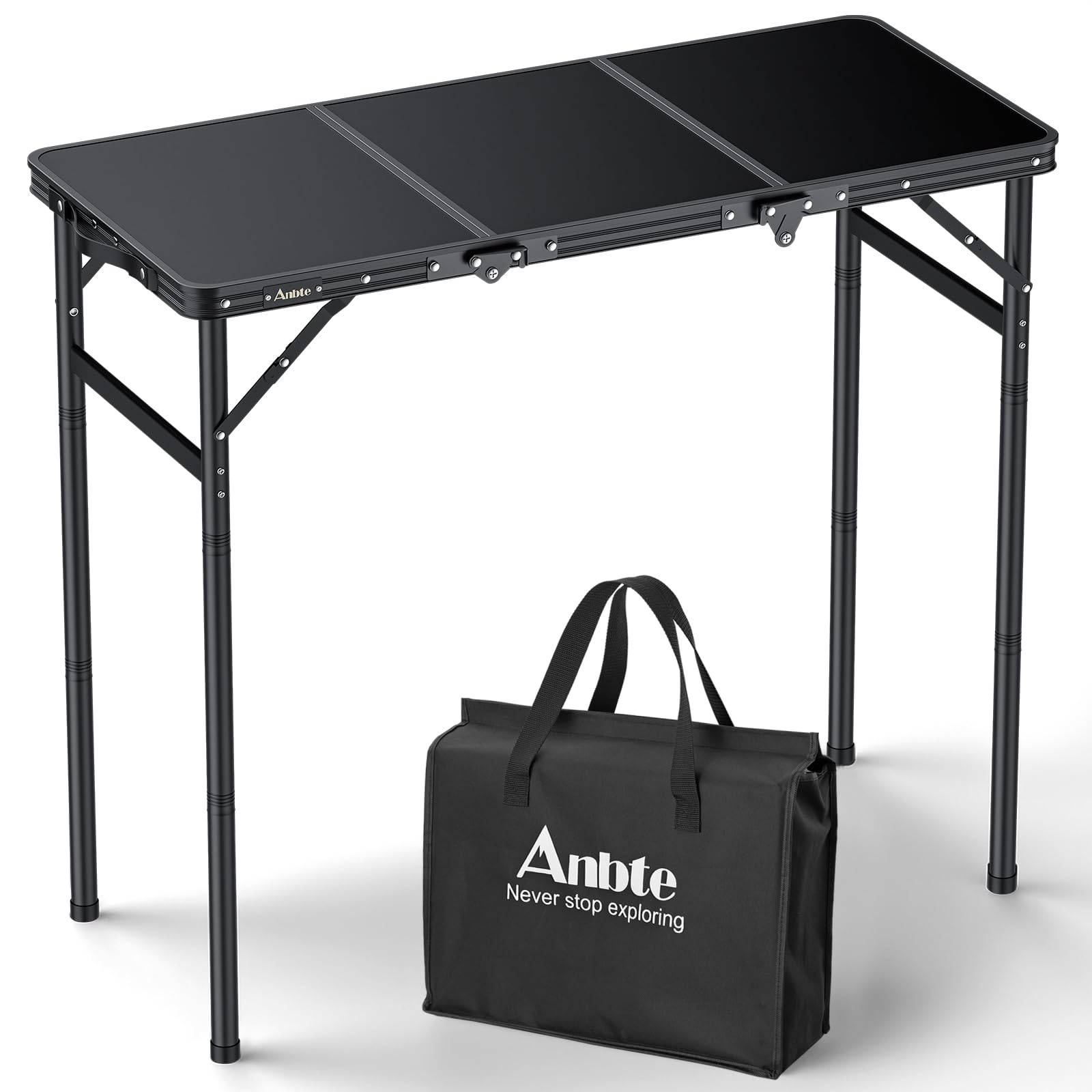 Anbte 3ft tri-fold table top view, spacious 35" dining surface for outdoor dining