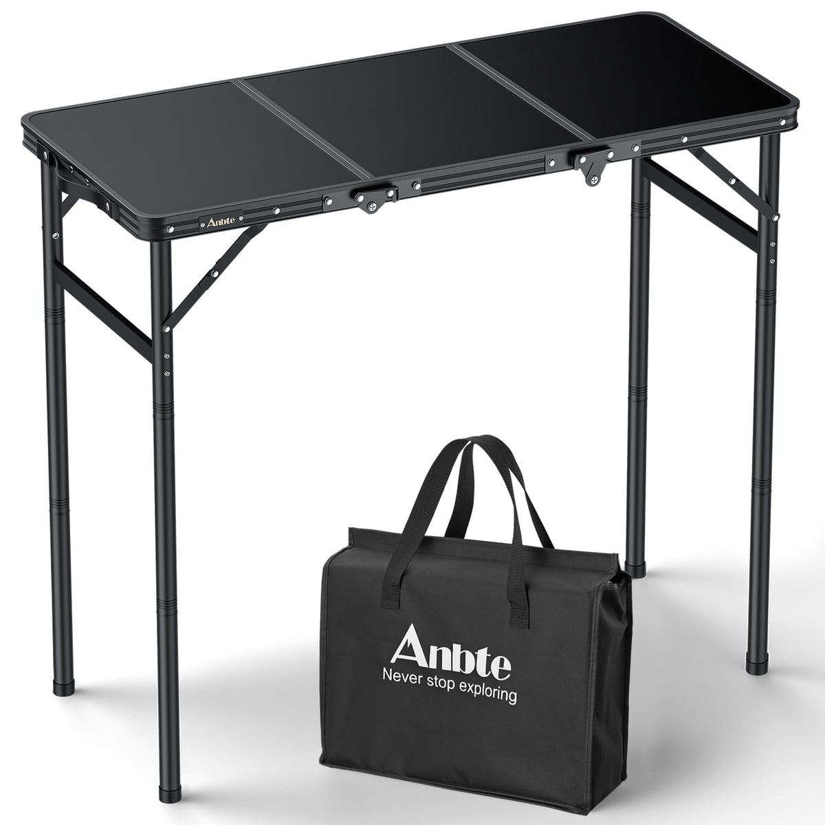 Anbte 3ft tri-fold table top view, spacious 35" dining surface for outdoor dining