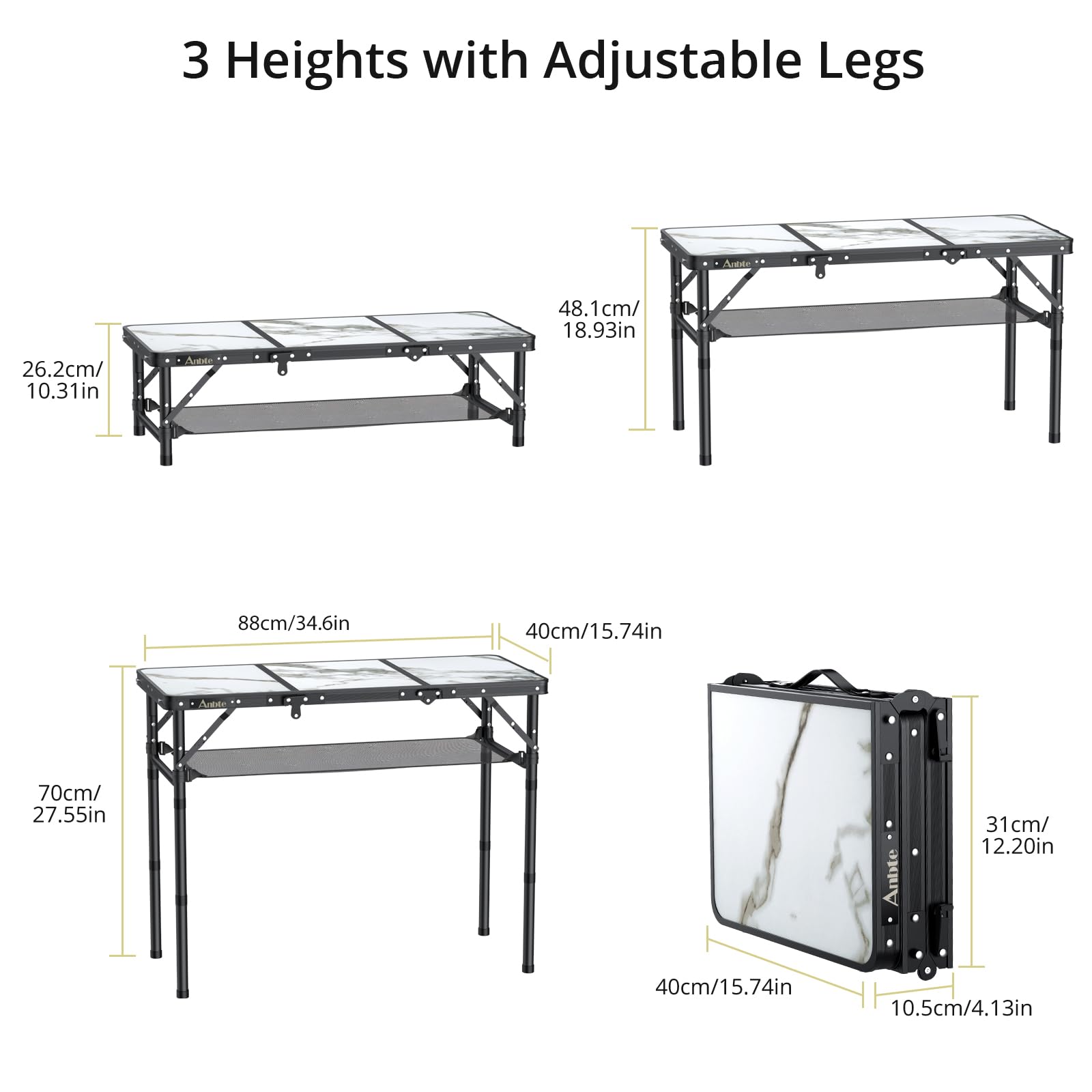 Anbte aluminum frame close up highlights durable construction for camping stability.