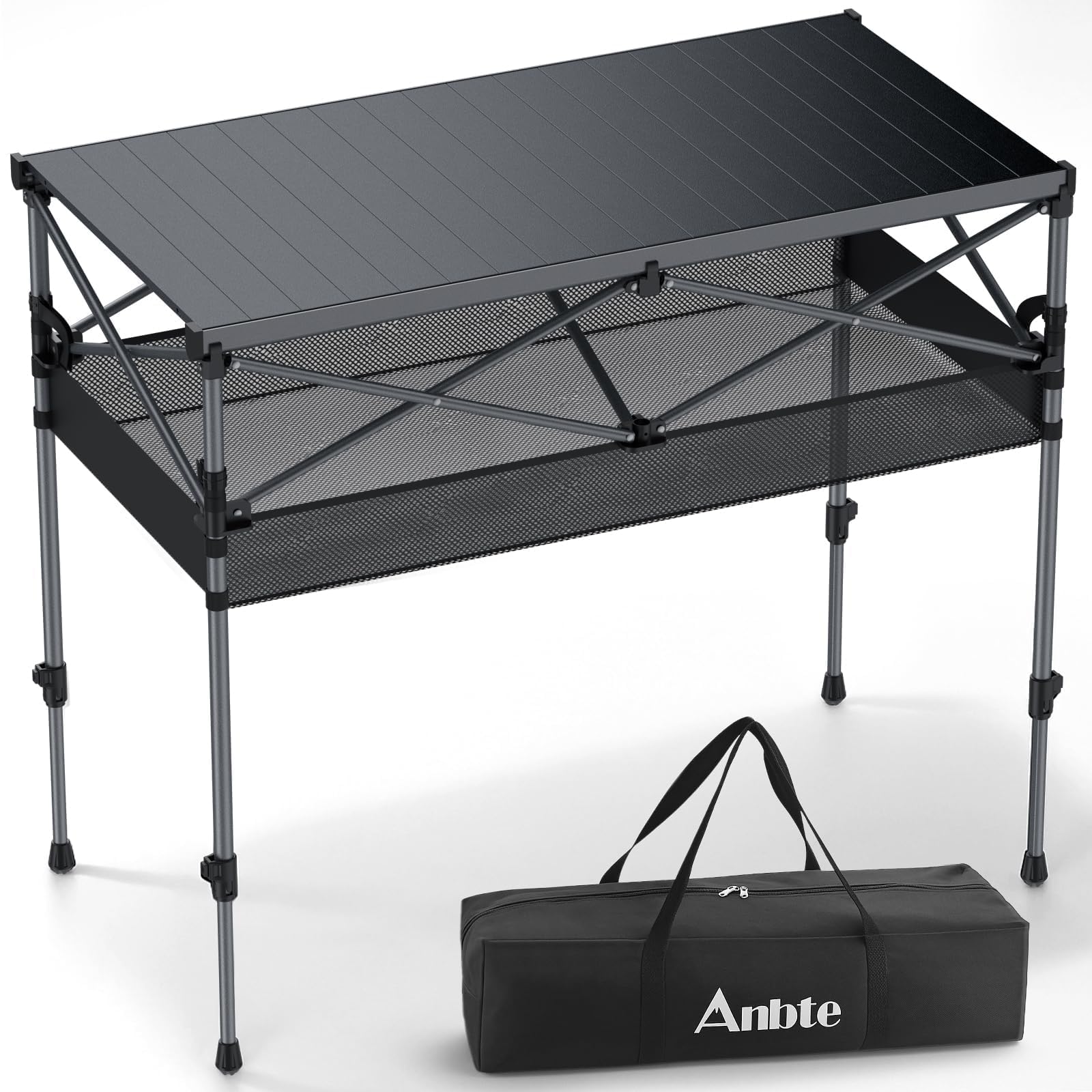 Anbte camping table folded setup shows compact transport for trips.