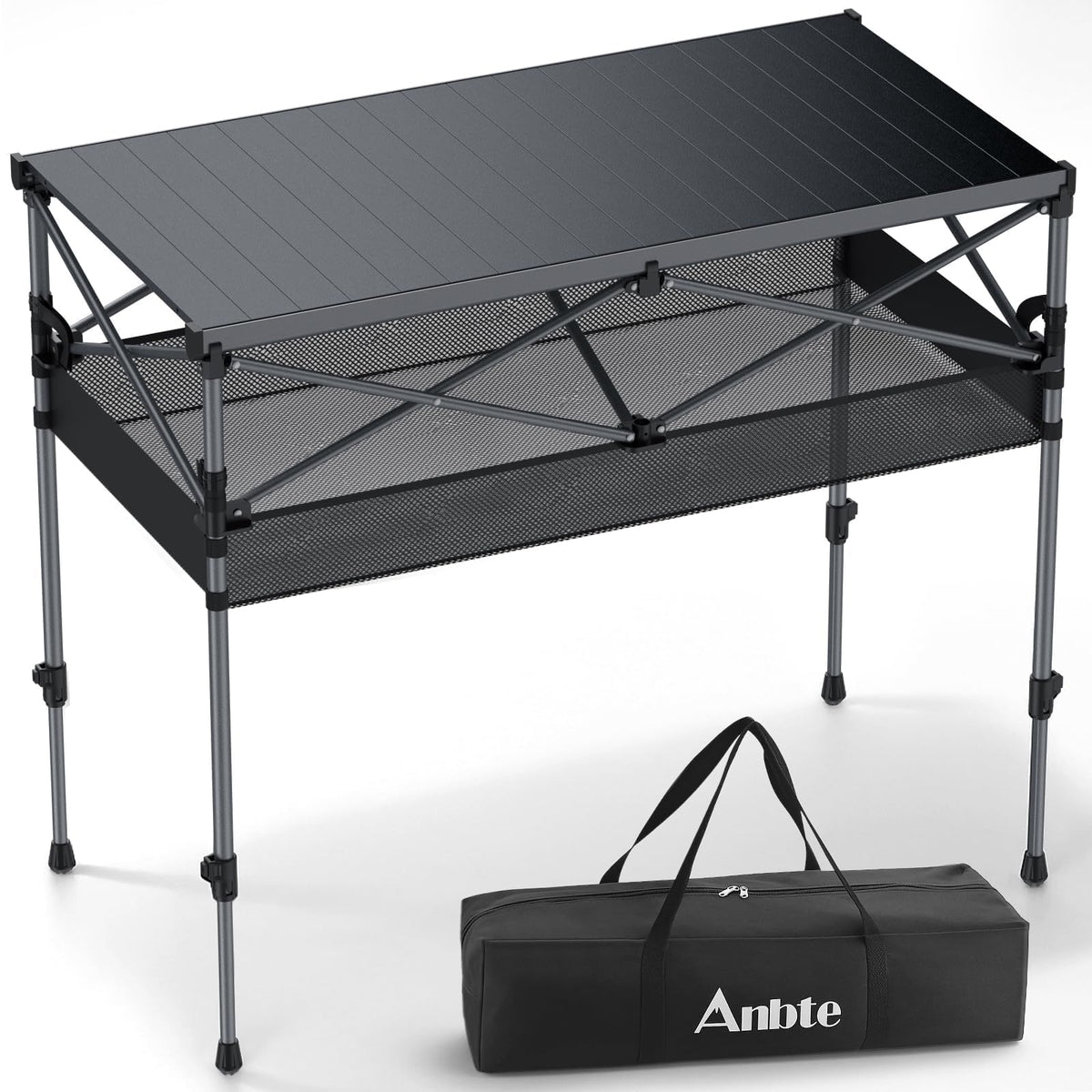 Anbte camping table folded setup shows compact transport for trips.