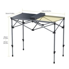 Anbte camping table at 27.5 inch height enables comfortable seated dining.