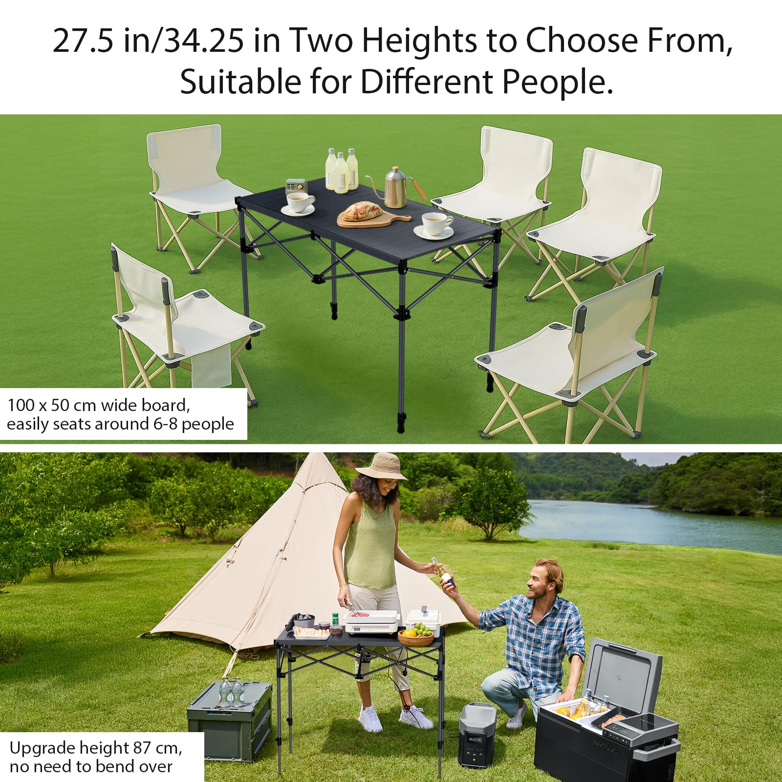 Anbte table weighs about 12.34 lbs for effortless portability.