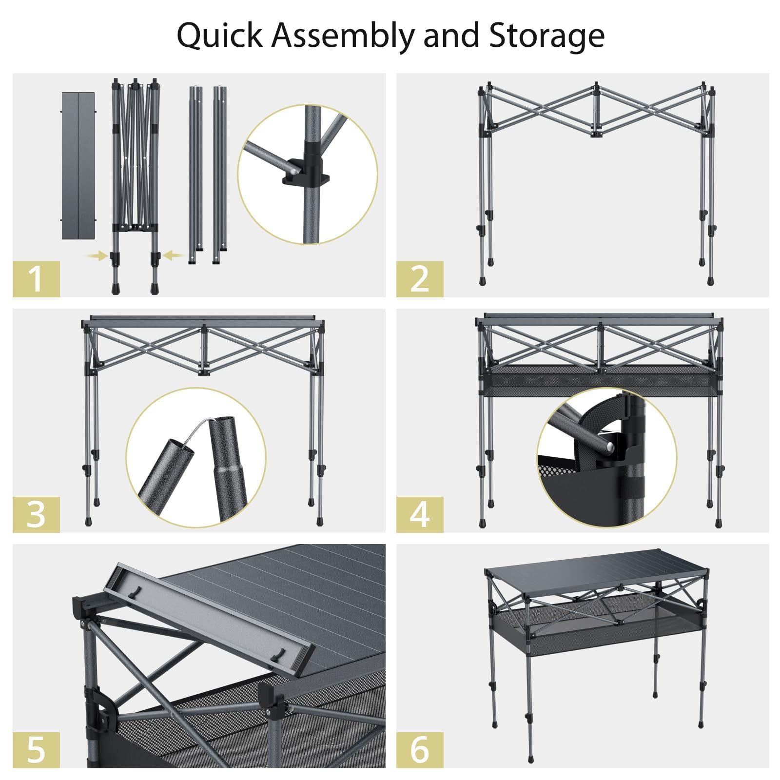 Anbte table comes with a storage bag for compact packing.