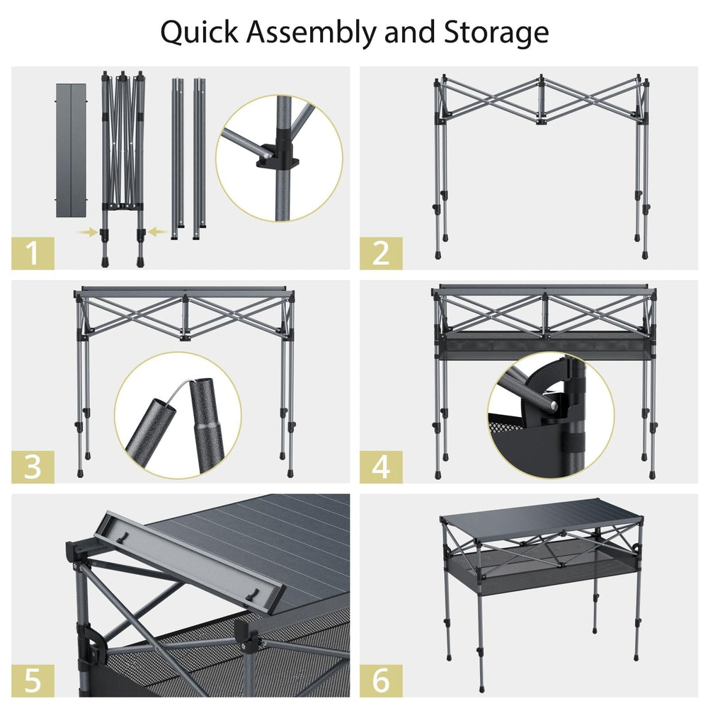Anbte table comes with a storage bag for compact packing.
