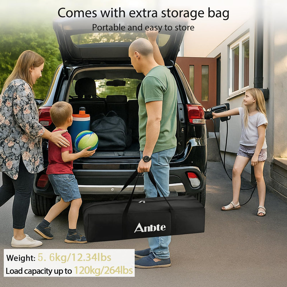 Anbte camping table with X-frame stability supports up to 264lbs securely.