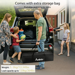 Anbte camping table with X-frame stability supports up to 264lbs securely.