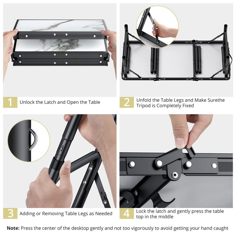 Anbte folded table beside a backpack demonstrates compact transport.