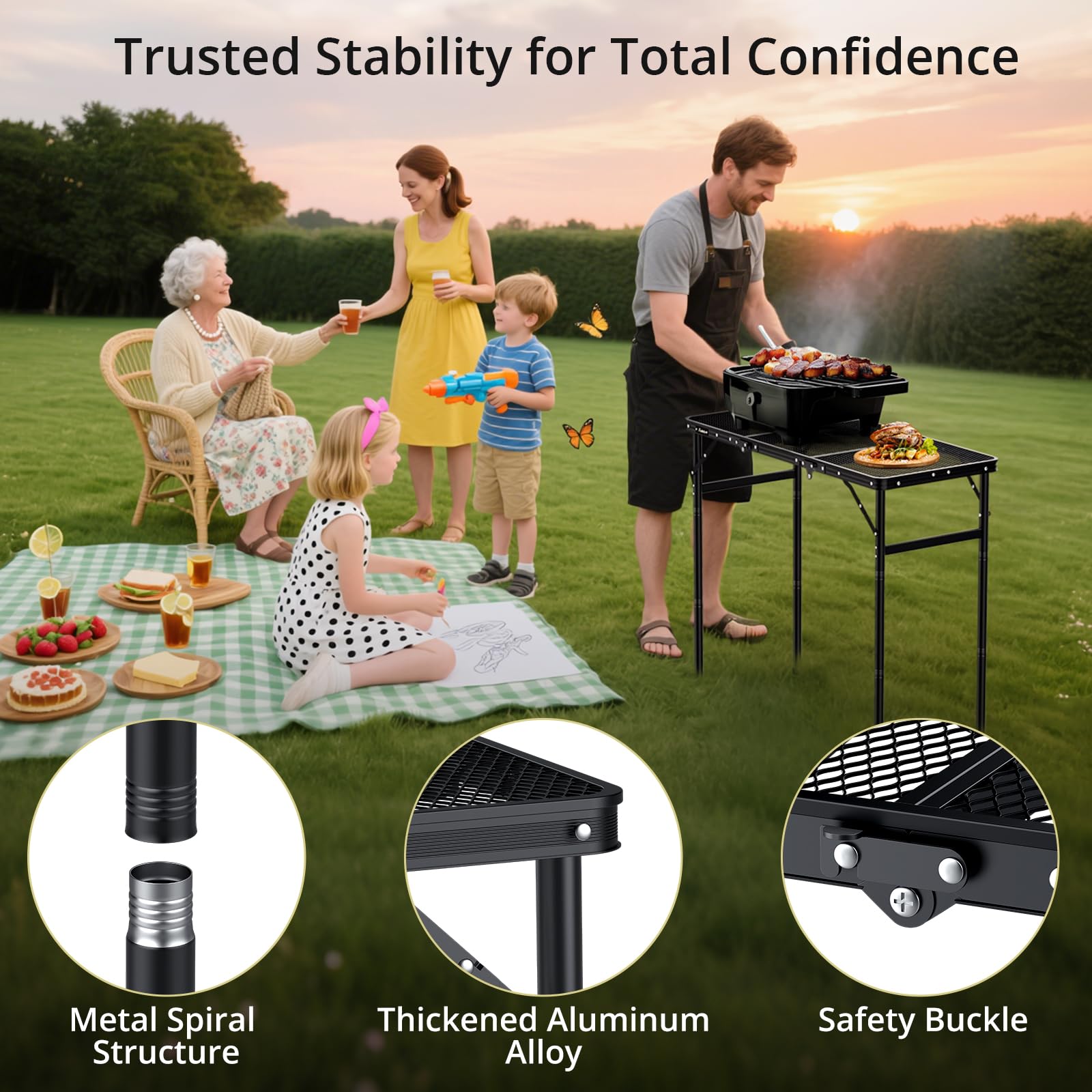 Anbte portable design with carrying handles supports easy setup on trips.