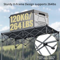 Anbte heavy-duty camping table 264lbs capacity demonstrates ability to support coolers and stoves