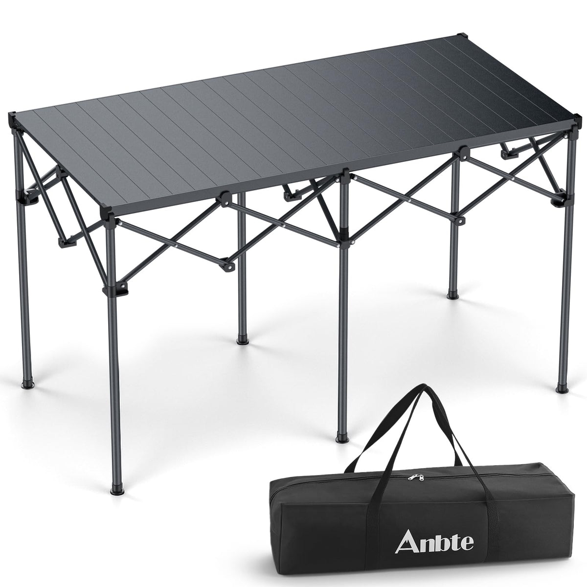 Anbte heavy-duty camping table top view shows spacious 48-inch surface for group dining