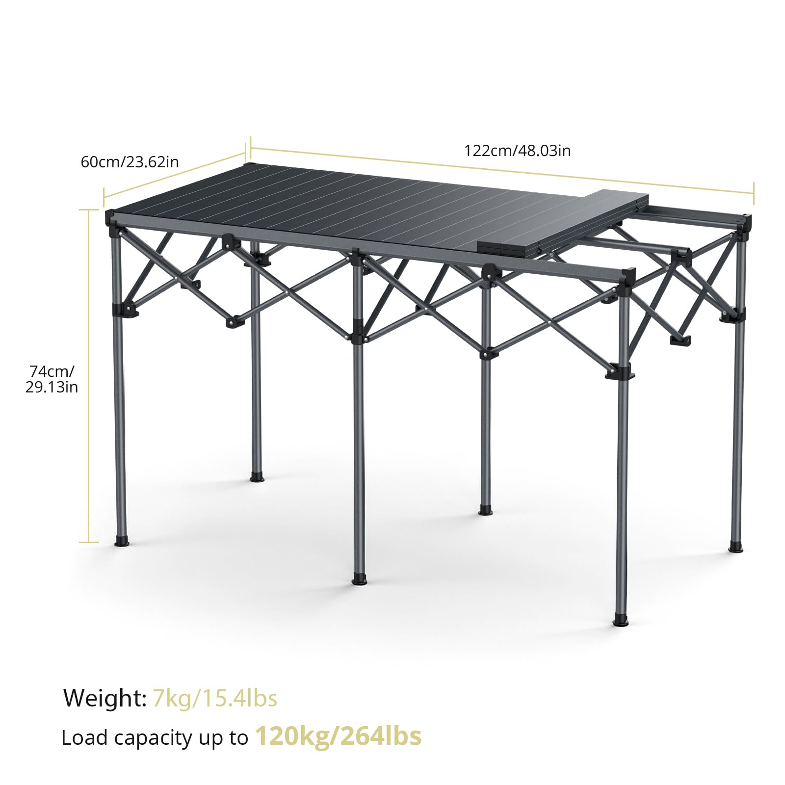 Anbte heavy-duty camping table central reinforcement highlights stability under heavy gear