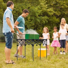 Anbte heavy-duty camping table close-up roll-up top emphasizes portable, quick-setup design