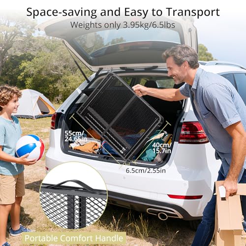 Anbte portable grill table supports up to 66 lbs on flat surfaces.