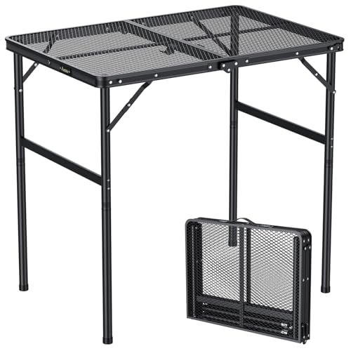 Anbte portable grill table folded compact for easy carry and storage.