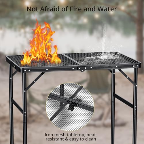 Anbte portable grill table folding design saves space in transport.