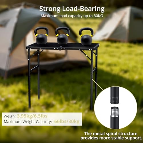 Anbte portable grill table heat resistant top supports hot cookware.