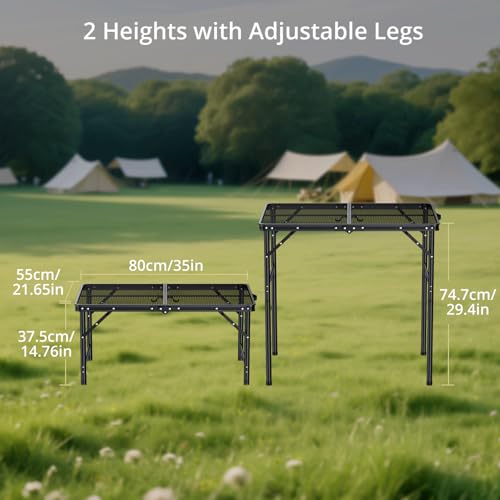 Anbte portable grill table height adjustments for versatile standing use.