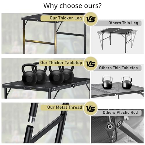 Anbte portable grill table sturdy metal frame for durability outdoors.