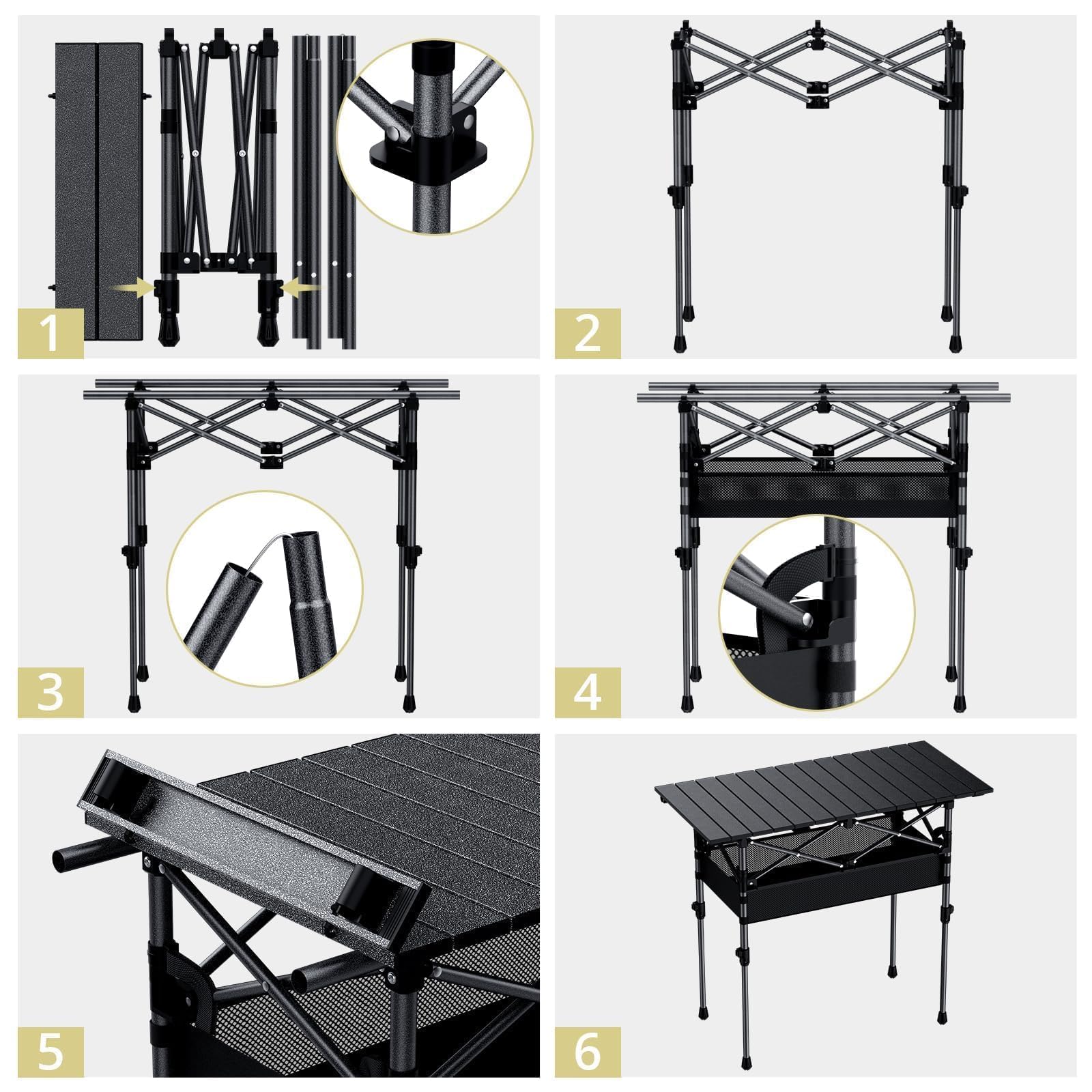 Anbte roll-top table during picnic with family-friendly layout