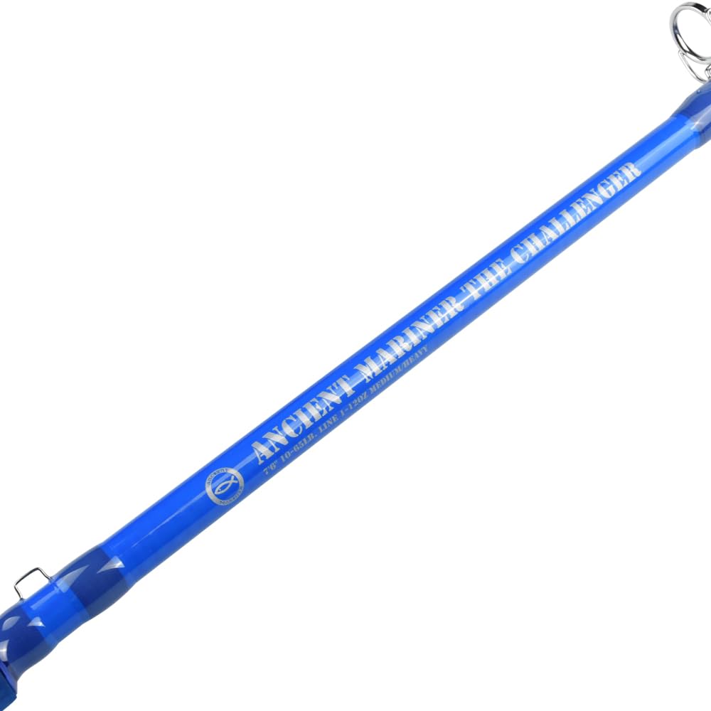 ANCIENT MARINER Challenger casting rod with aluminum reel seat improves durability and control.