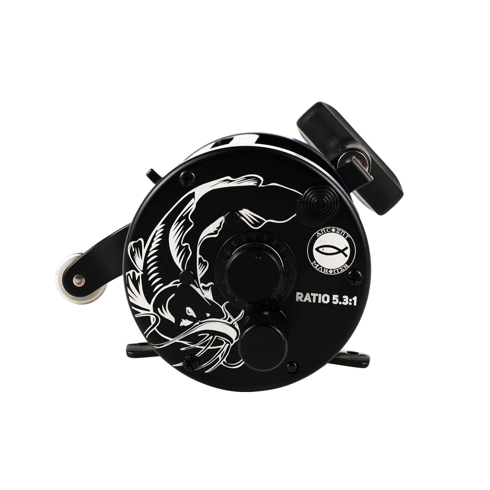 GEM reel spool close-up highlights CNC precision for powerful cranking.