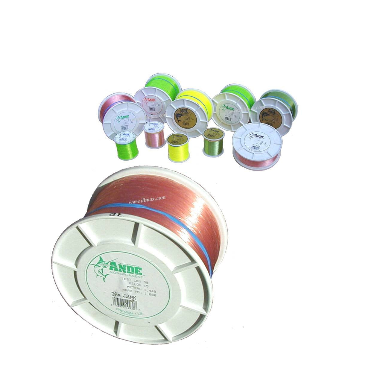 ANDE Premium Monofilament pink 15 lb test ideal for easy casting and strong knots.