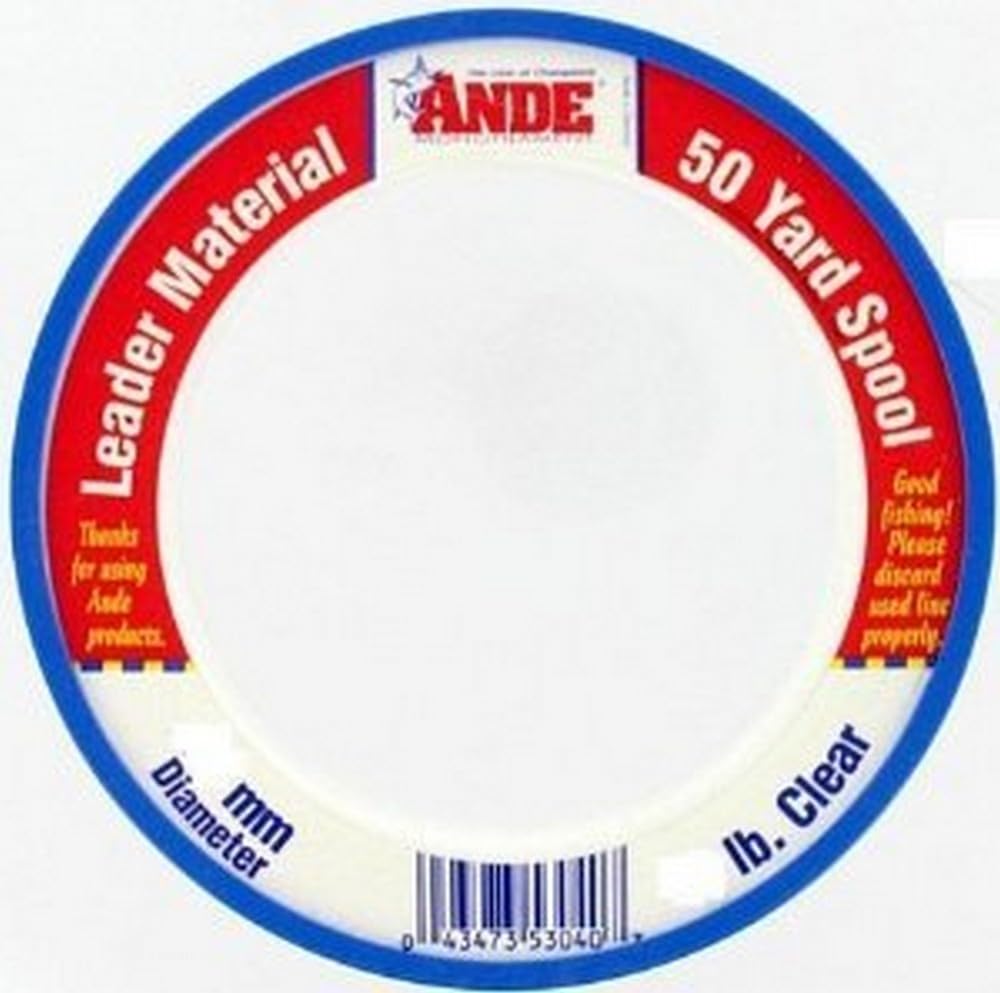 Ande S50-200C monofilament leader coil, clear finish, ideal for high-test rigging and trolling.