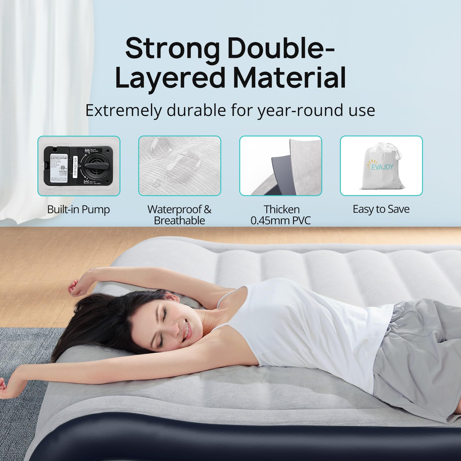 Andola Air Mattress Queen comes with a storage bag for portability.
