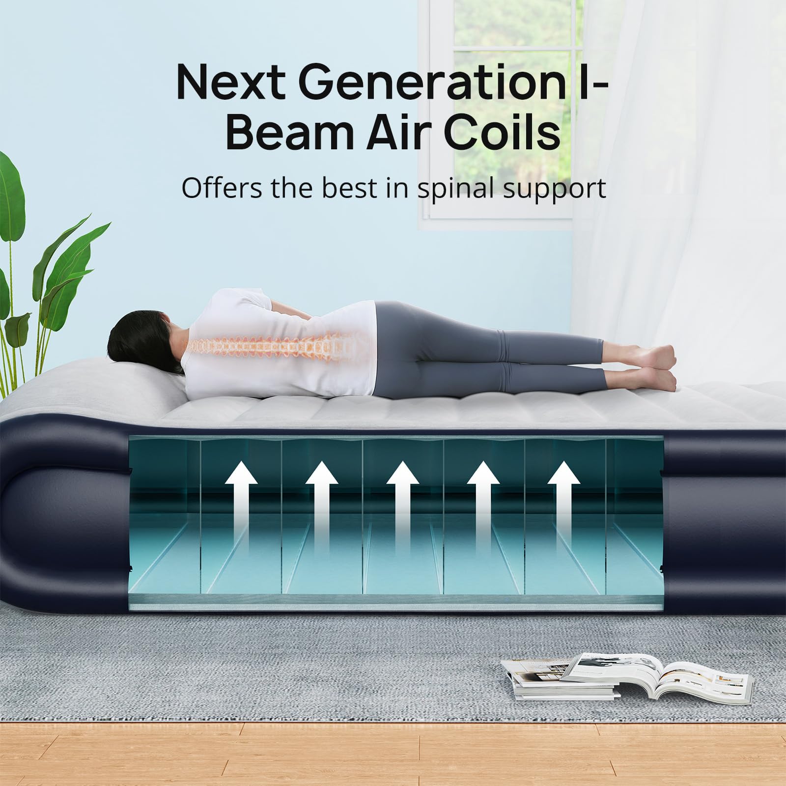 Andola Air Mattress Queen has a sturdy non-slip base for stability.