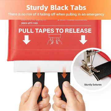 Andyssey fire blanket pull-down-deployment-40x40 allows simple usage for all ages.