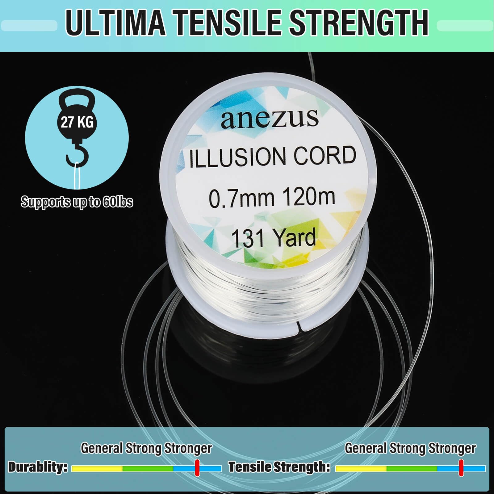 Clear monofilament nylon hanging wire for crafts