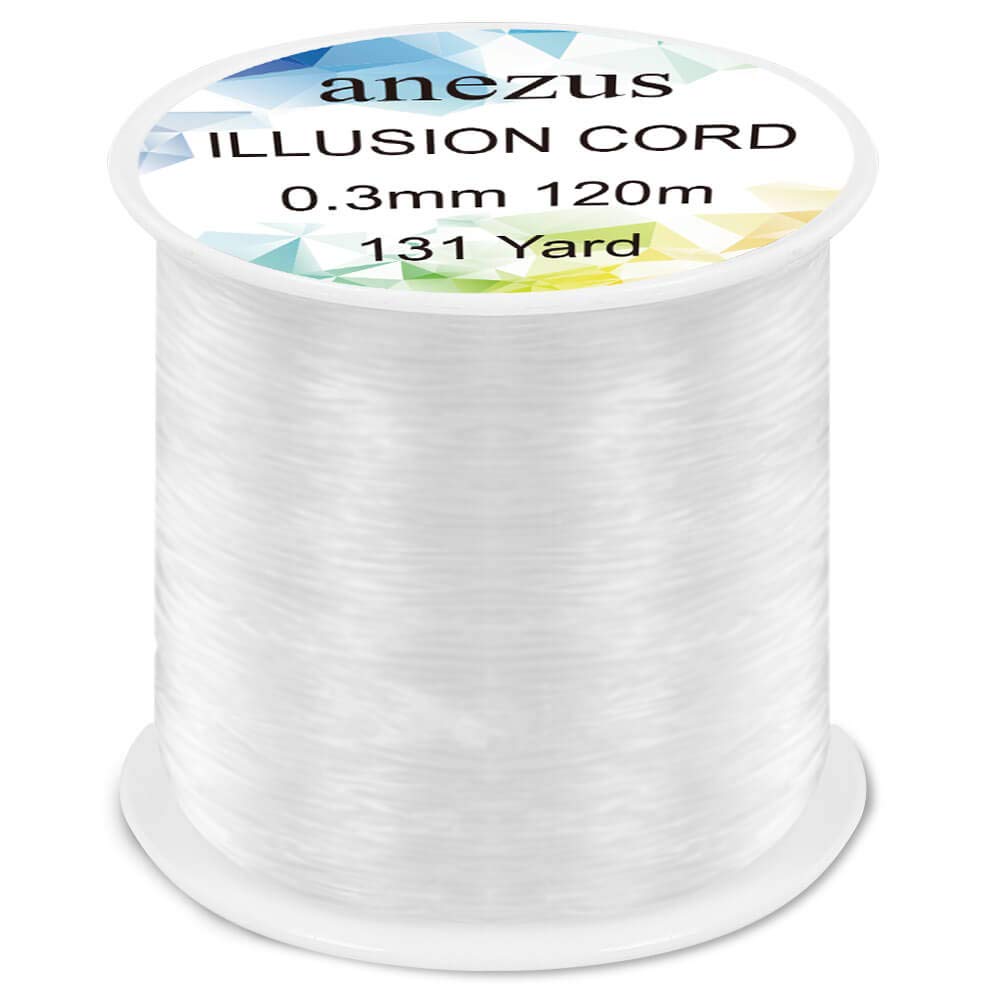 Close-up of transparent 0.3mm fishing line for crafts and decor