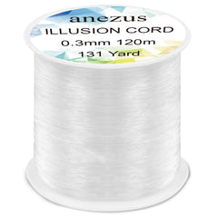 Close-up of transparent 0.3mm fishing line for crafts and decor