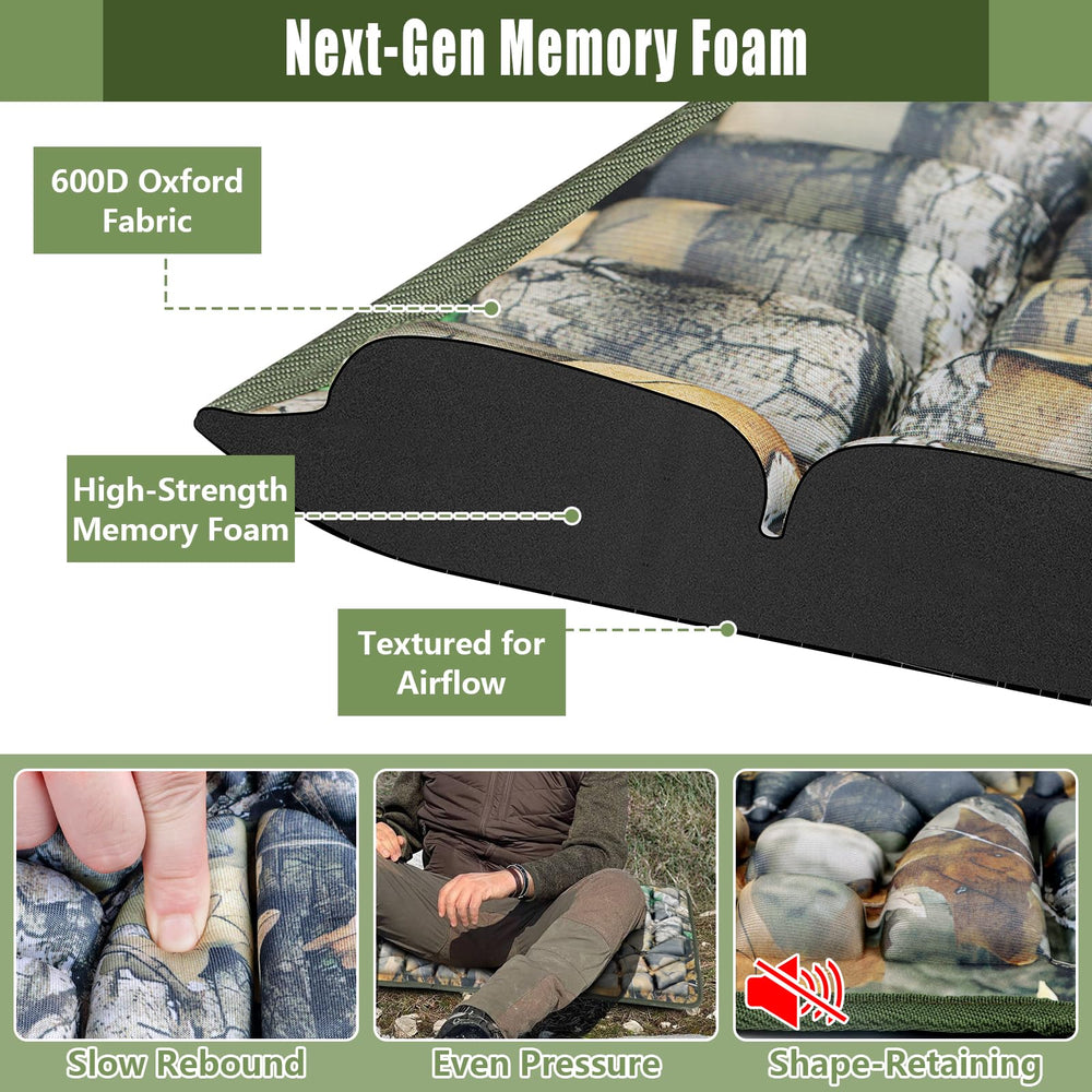 ANGAR seat cushion with silent camouflage fabric reduces noise during stalking