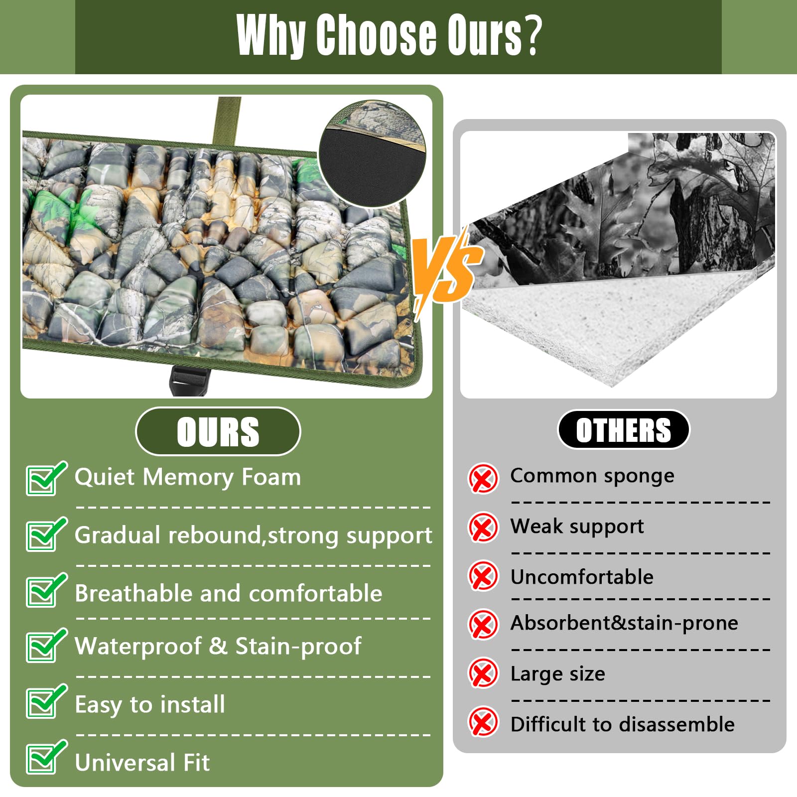 ANGAR memory foam cushion features waterproof bottom for rugged outdoor use