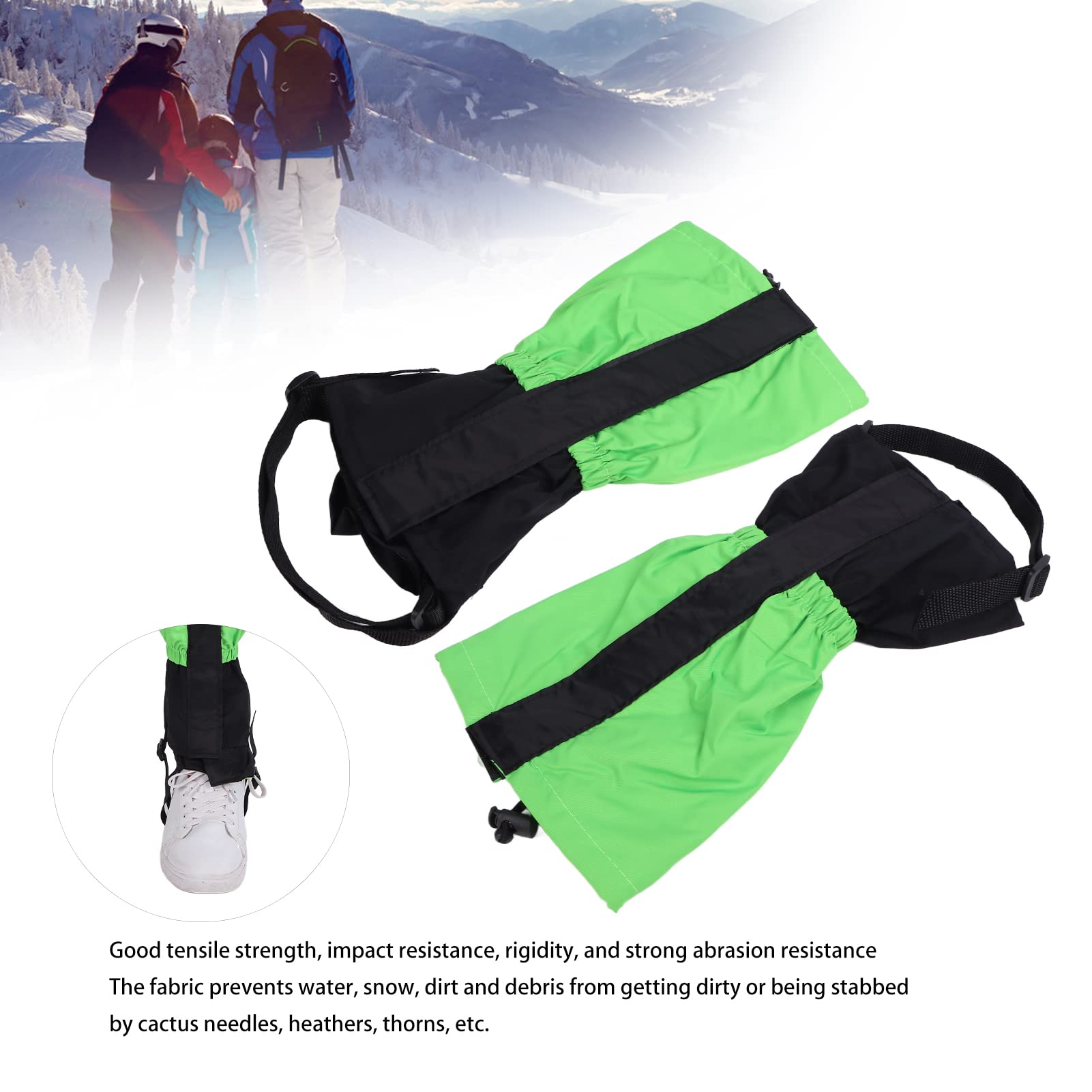 ANGGREK kids leg gaiters adjustable top strap demonstrated for snug fit